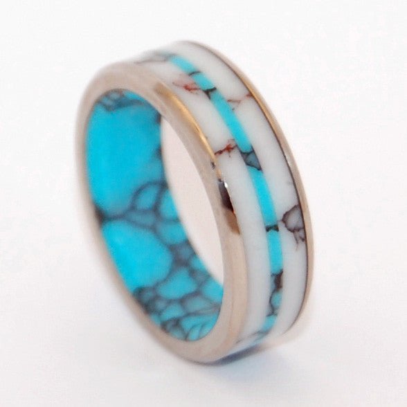 Spirit Of West | Men's Turquoise, Wild Horse Jasper & Titanium Wedding Ring - Minter and Richter Designs