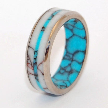 Spirit Of West | Men's Turquoise, Wild Horse Jasper & Titanium Wedding Ring - Minter and Richter Designs