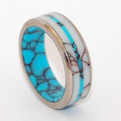 Spirit Of West | Men's Turquoise, Wild Horse Jasper & Titanium Wedding Ring - Minter and Richter Designs