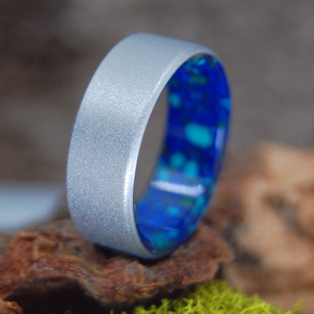 Spotted Azurite | Men's Spotted Azurite, Malachite & Titanium Wedding Ring - Minter and Richter Designs