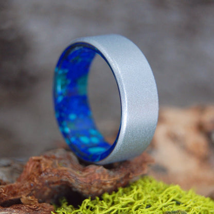 Spotted Azurite | Men's Spotted Azurite, Malachite & Titanium Wedding Ring - Minter and Richter Designs