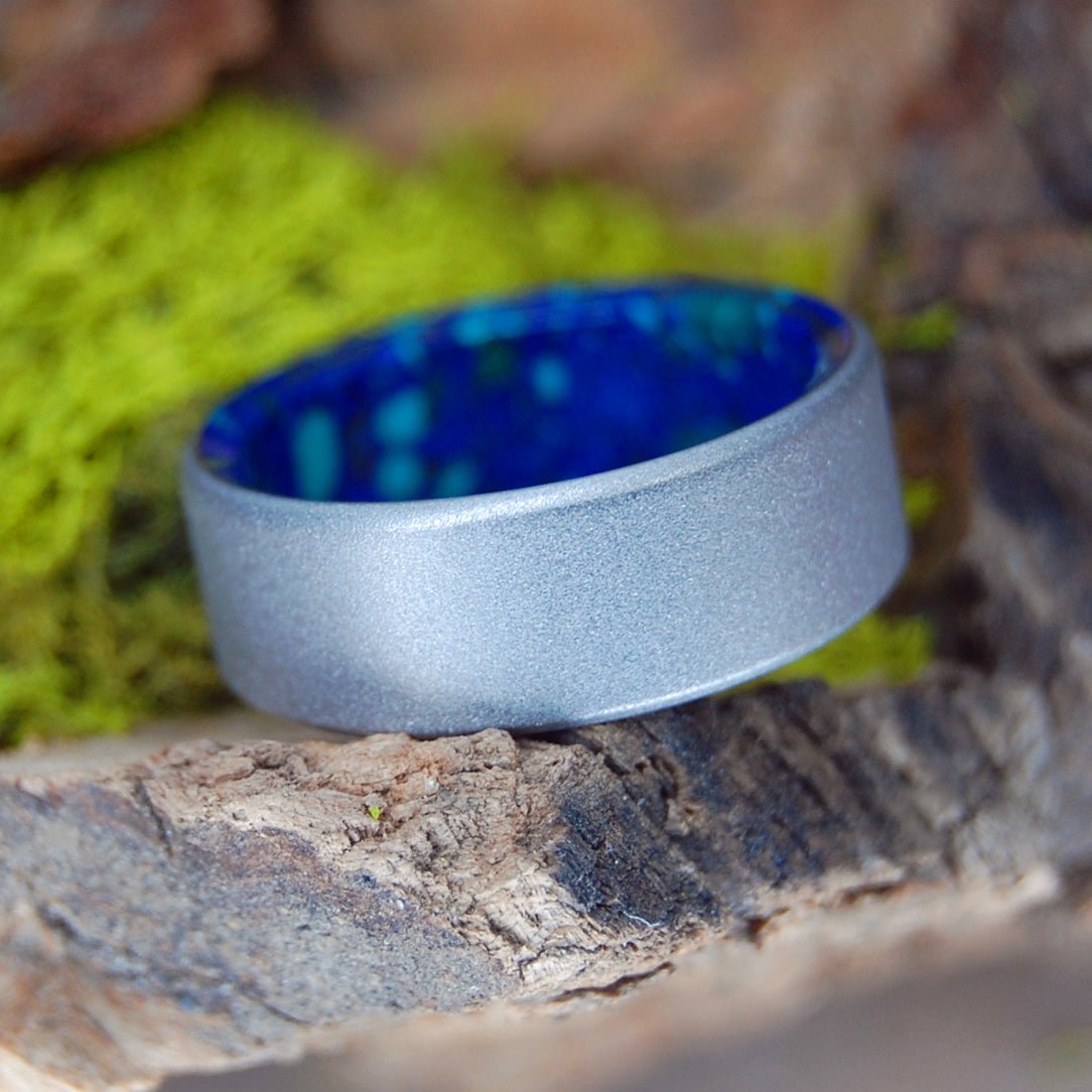 Spotted Azurite | Men's Spotted Azurite, Malachite & Titanium Wedding Ring - Minter and Richter Designs