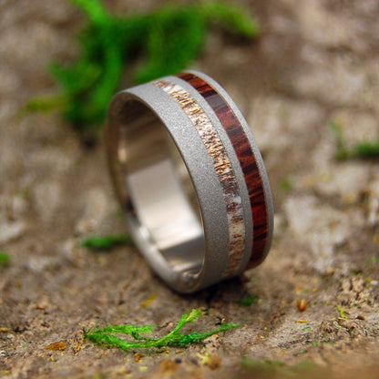 Spotted Deer | Men's Deer Antler, Red Palm Wood & Titanium Wedding Ring - Minter and Richter Designs