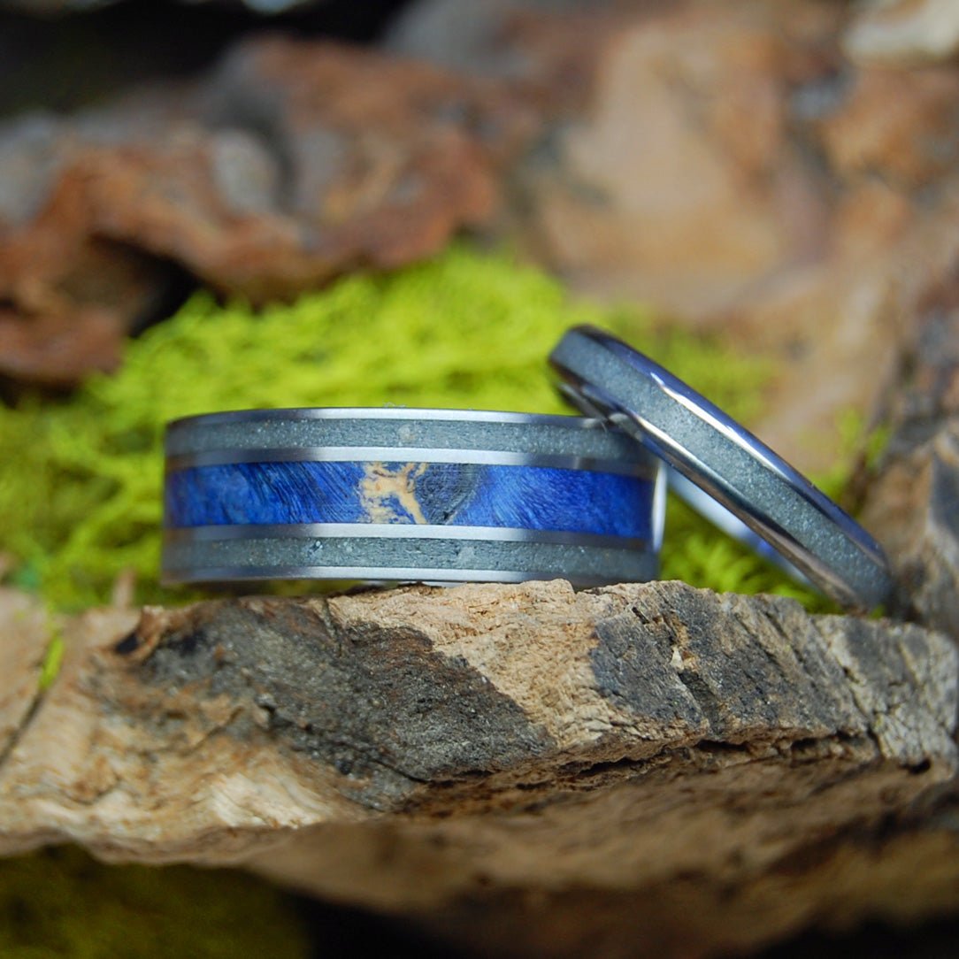 St. Augustine And The Deep Blue Sea | St. Augustine Beach Sand And Blue Box Elder Wood - Unique Wedding Ring - Minter and Richter Designs