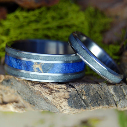 St. Augustine And The Deep Blue Sea | St. Augustine Beach Sand And Blue Box Elder Wood - Unique Wedding Ring - Minter and Richter Designs