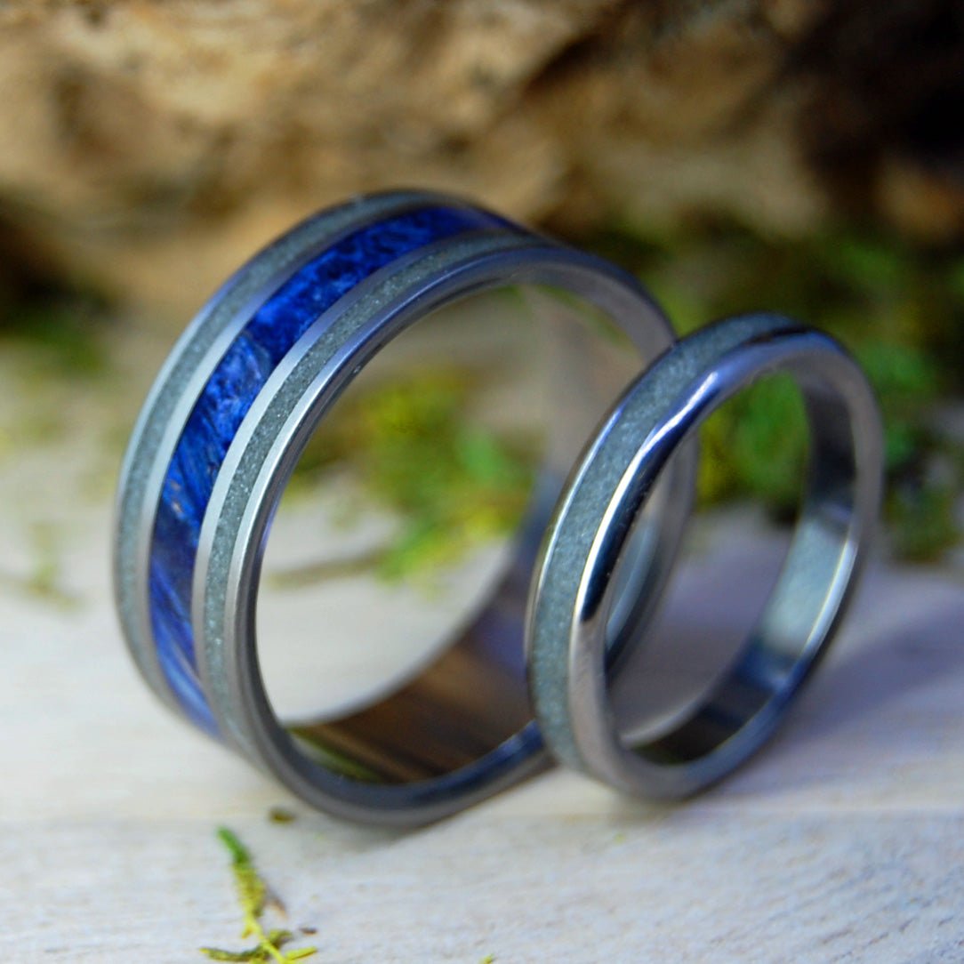 St. Augustine And The Deep Blue Sea | St. Augustine Beach Sand And Blue Box Elder Wood - Unique Wedding Ring - Minter and Richter Designs