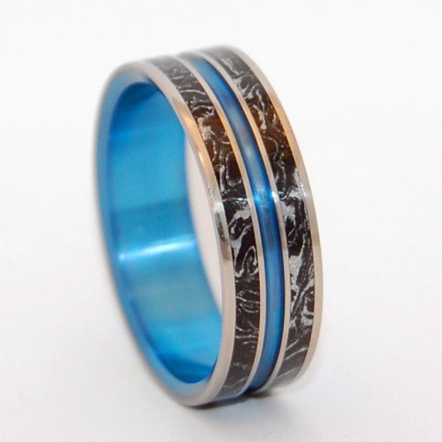 Stand And Deliver | Men's Titanium & Hand Anodized Blue Wedding Ring - Minter and Richter Designs