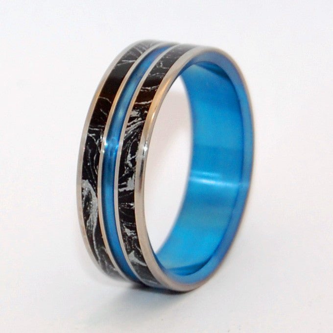 Stand And Deliver | Men's Titanium & Hand Anodized Blue Wedding Ring - Minter and Richter Designs