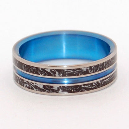 Stand And Deliver | Men's Titanium & Hand Anodized Blue Wedding Ring - Minter and Richter Designs