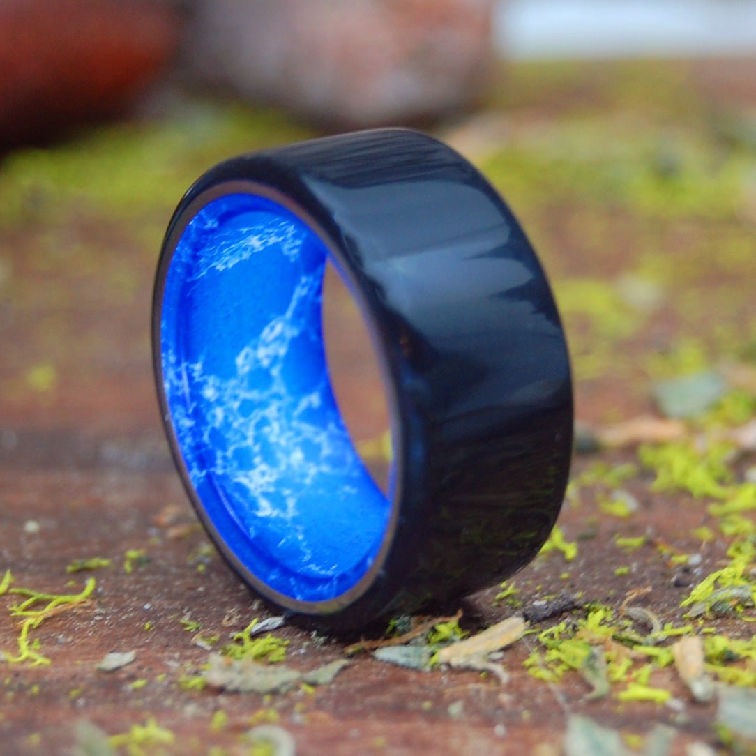 Stand Strong | Men's Sodalite & Onyx Titanium Wedding Ring - Minter and Richter Designs