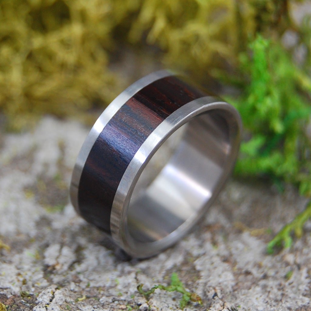 Standing Still | Size 7 At 7.9mm | Dark Cocobolo Wood | Unique Wedding Ring | On Sale - Minter and Richter Designs