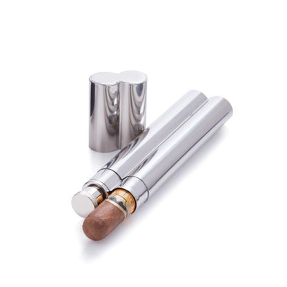 Steel Cigar Holder With Flask - Groomsmen Gift - Free Engraving! - Minter and Richter Designs