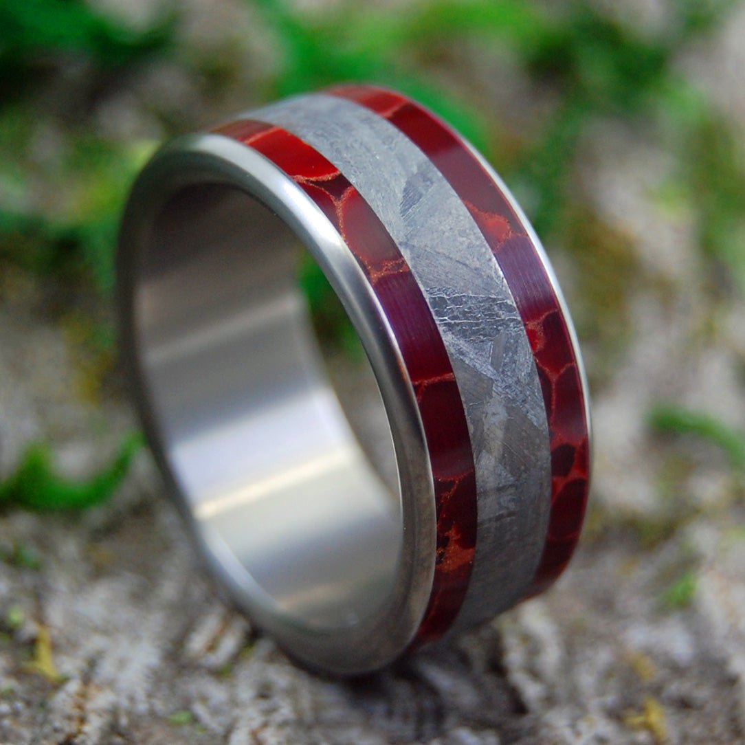 Stellar Fires | Men's Meteorite, Red Jasper Stone & Titanium Wedding Ring - Minter and Richter Designs