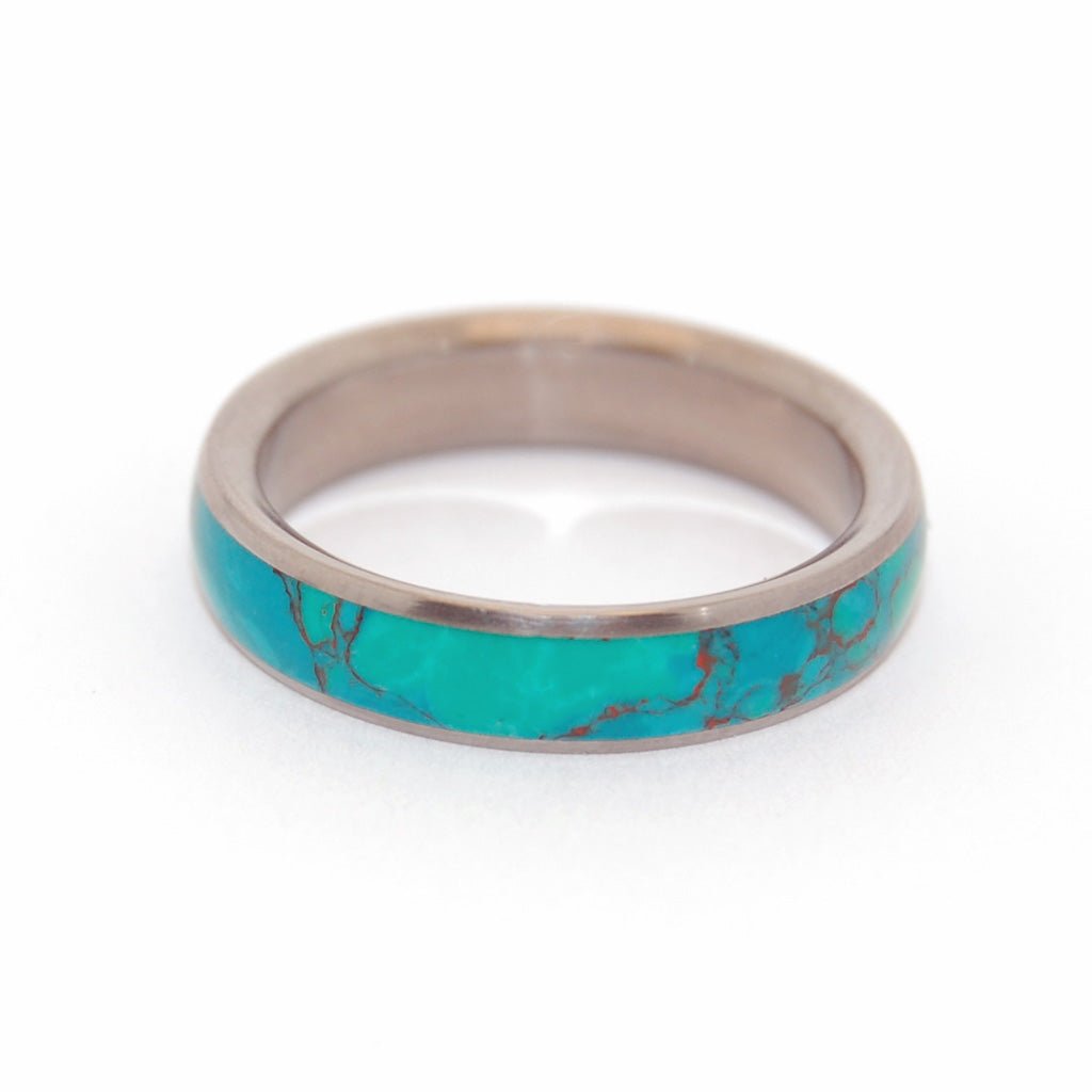 Stone Of Eilat | Men's Chrysocolla Stone & Titanium Wedding Ring - Minter and Richter Designs