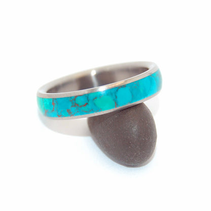 Stone Of Eilat | Men's Chrysocolla Stone & Titanium Wedding Ring - Minter and Richter Designs