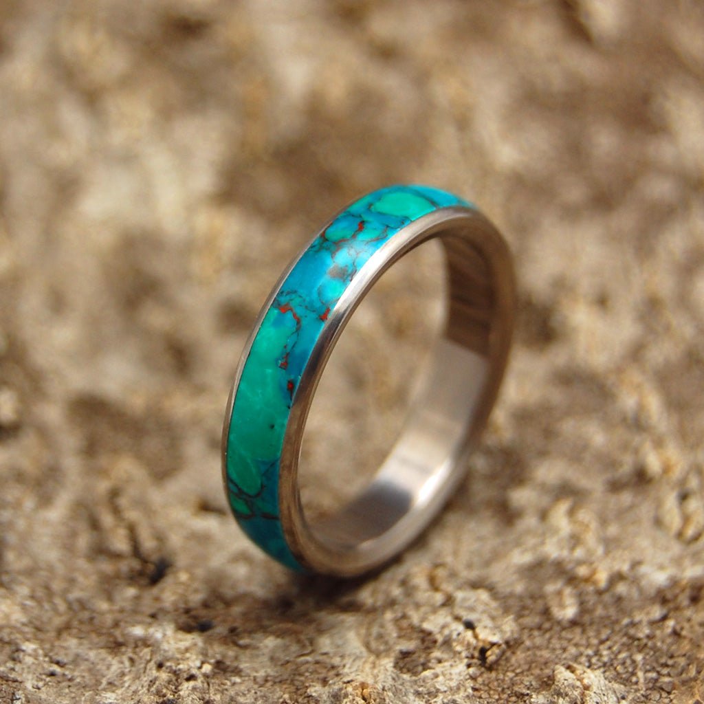 Stone Of Eilat | Men's Chrysocolla Stone & Titanium Wedding Ring - Minter and Richter Designs