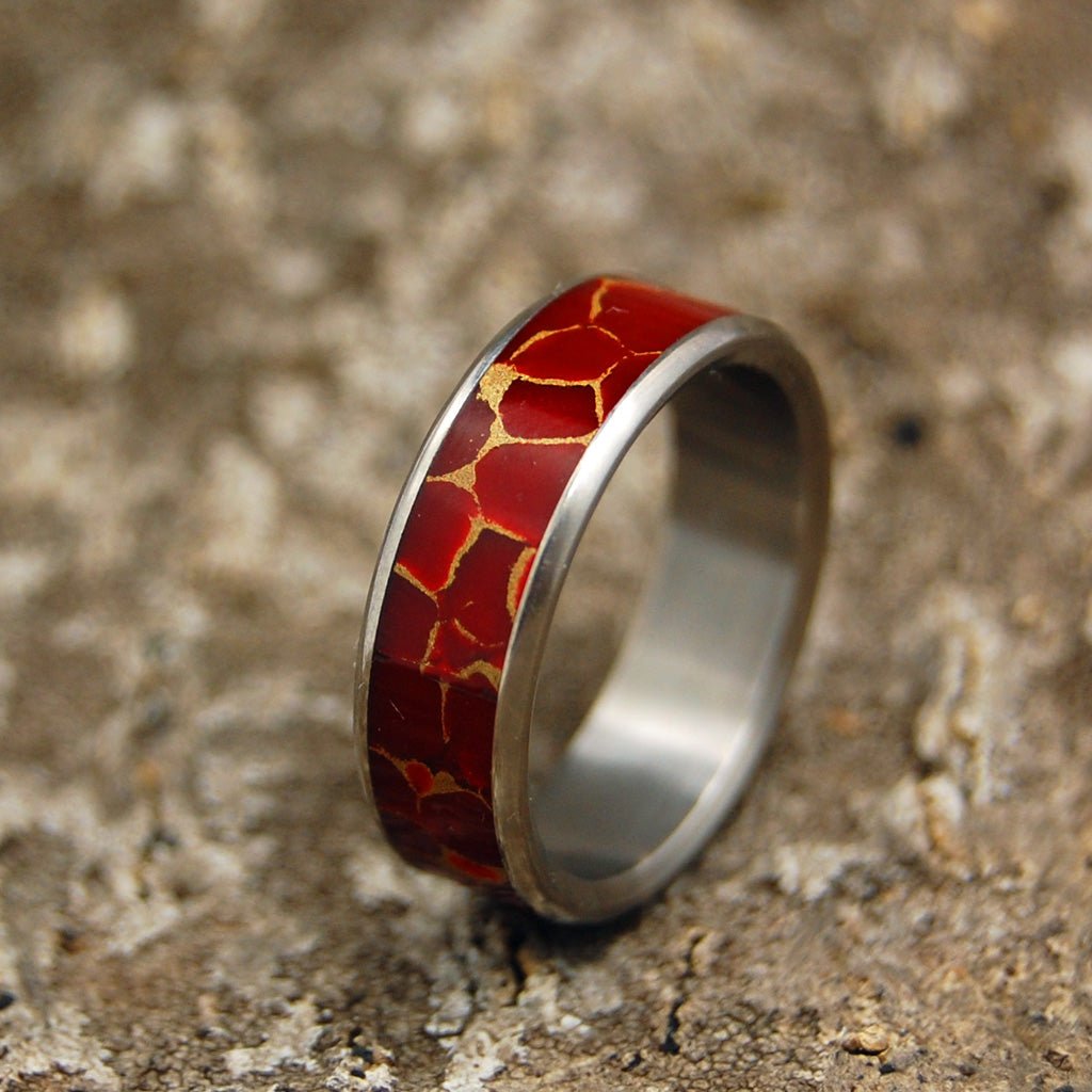 Stone Of Endurance | Men's Red Jasper Stone & Titanium Wedding Ring - Minter and Richter Designs