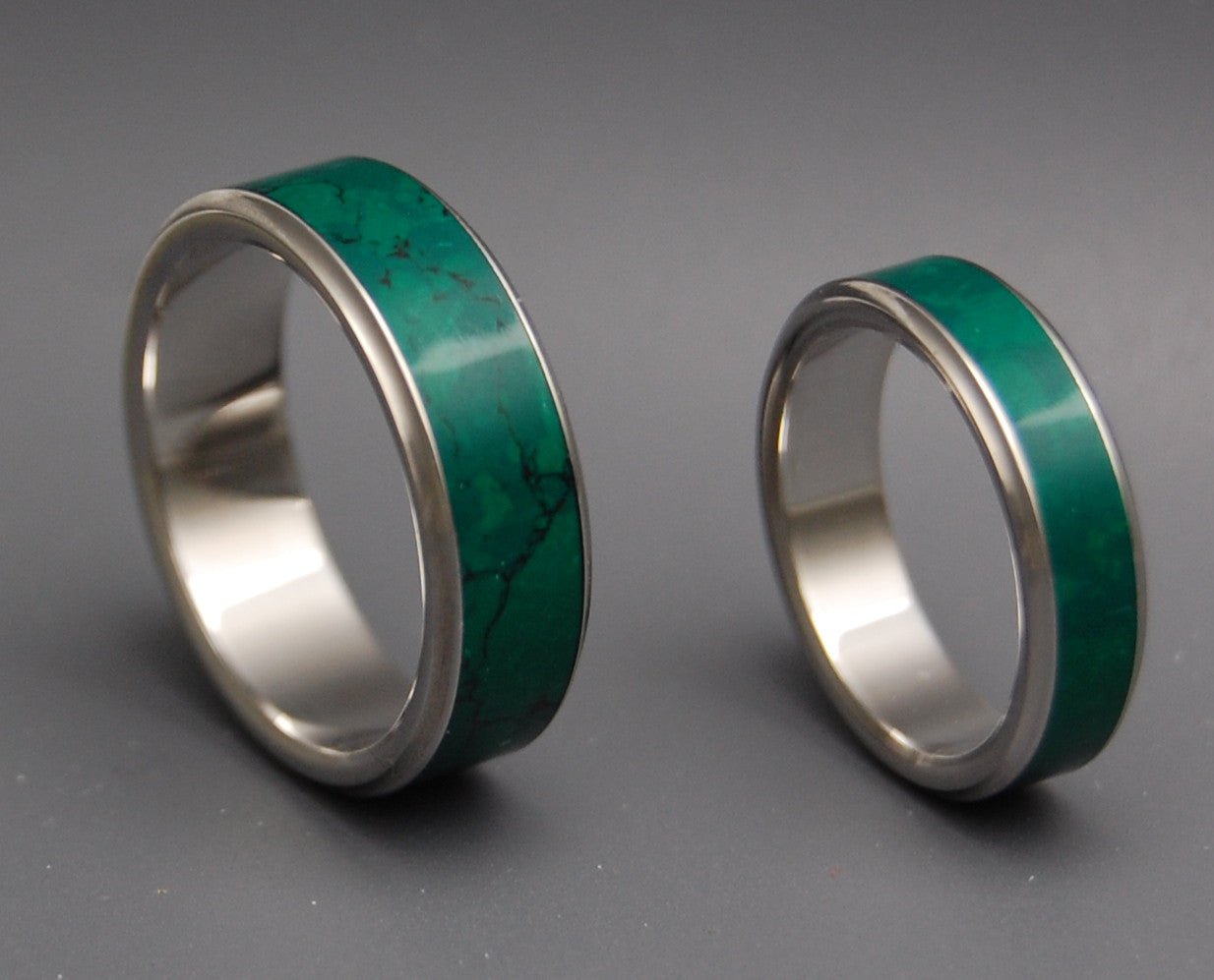 Stone Of Heaven | Imperial Jade Titanium Wedding Ring Set - Minter and Richter Designs