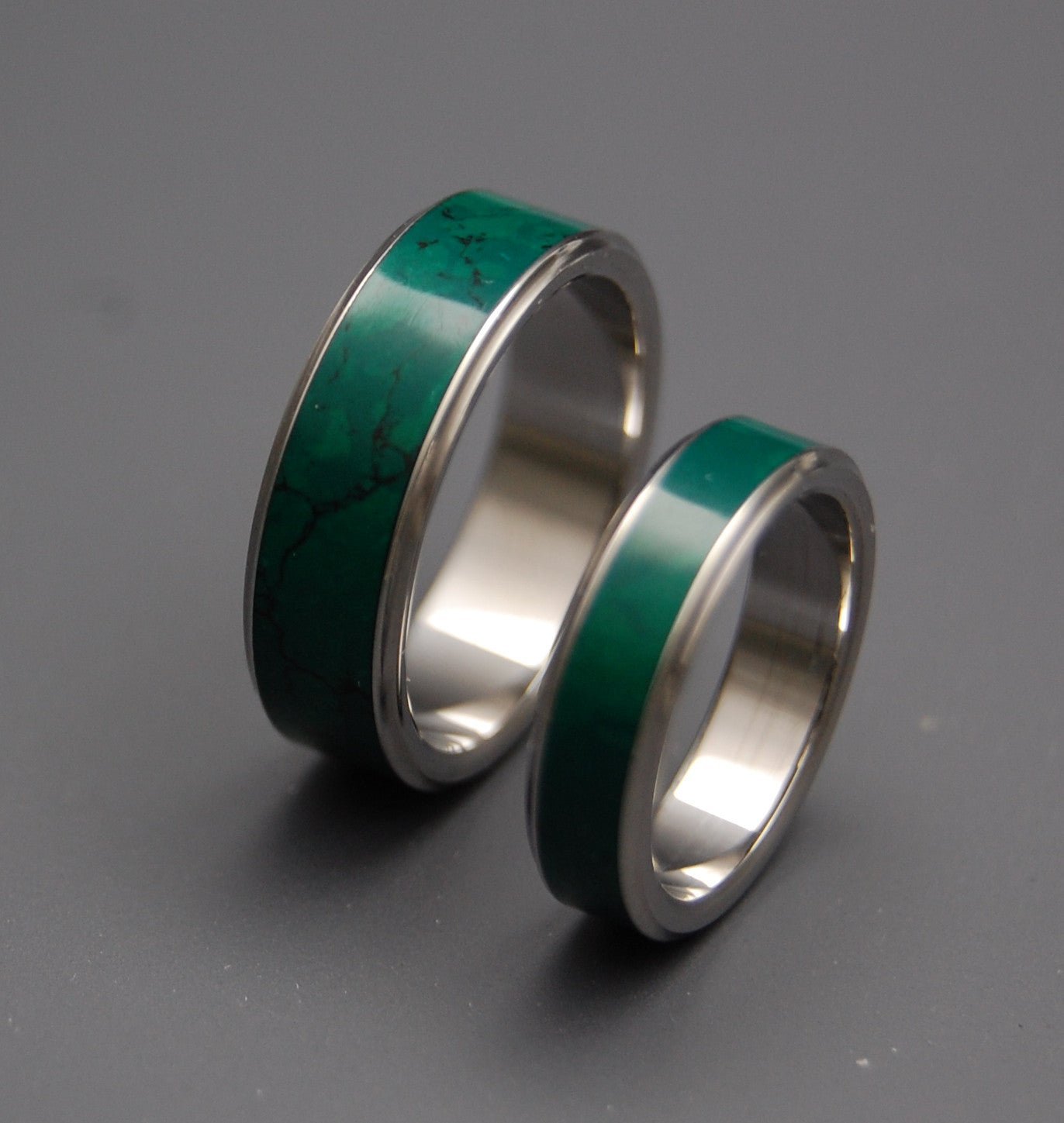 Stone Of Heaven | Imperial Jade Titanium Wedding Ring Set - Minter and Richter Designs