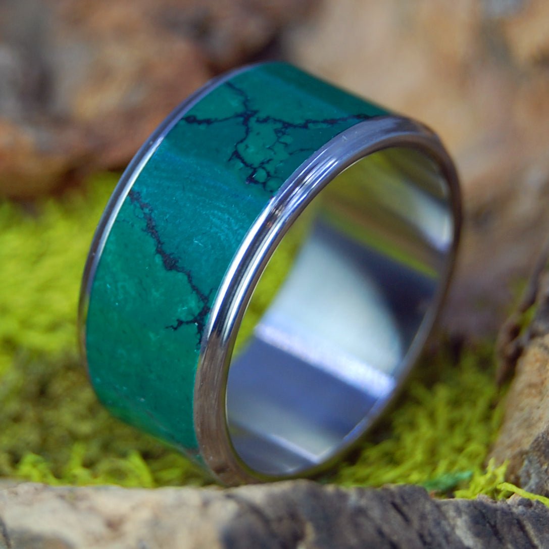 Stone Of Heaven Wide | Men's Imperial Jade & Titanium Wedding Ring - Minter and Richter Designs