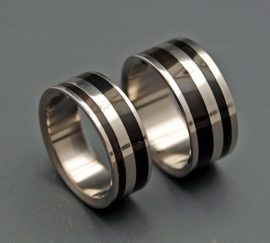 Strong & Svelte | Water Buffalo Horn Titanium Wedding Ring Set - Minter and Richter Designs