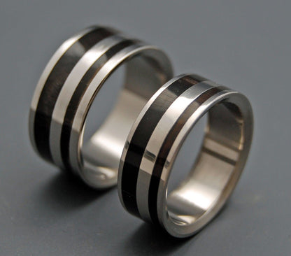 Strong & Svelte | Water Buffalo Horn Titanium Wedding Ring Set - Minter and Richter Designs