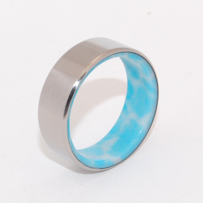 Summer Of Your Heart | Men's Larimar Stone & Titanium Wedding Ring - Minter and Richter Designs