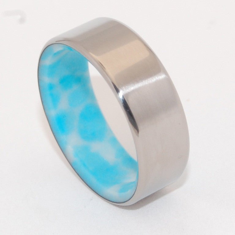 Summer Of Your Heart | Men's Larimar Stone & Titanium Wedding Ring - Minter and Richter Designs