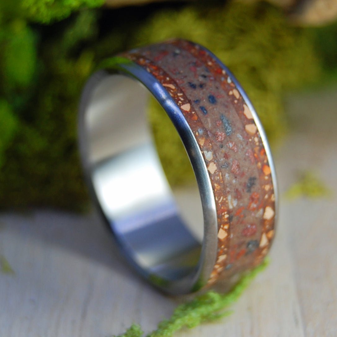 Sunday At Fenway Flush | Men's Baseball Dirt, Fenway Original Brick & Titanium Wedding Ring - Minter and Richter Designs