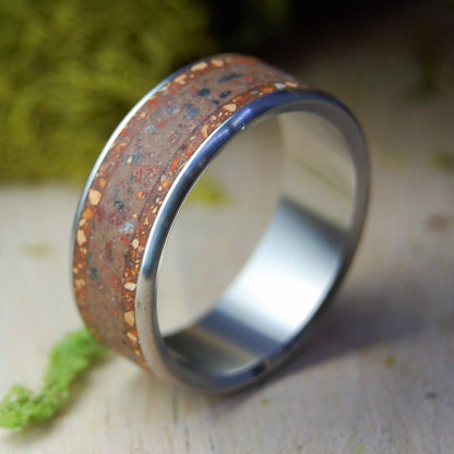 Sunday At Fenway Flush | Men's Baseball Dirt, Fenway Original Brick & Titanium Wedding Ring - Minter and Richter Designs