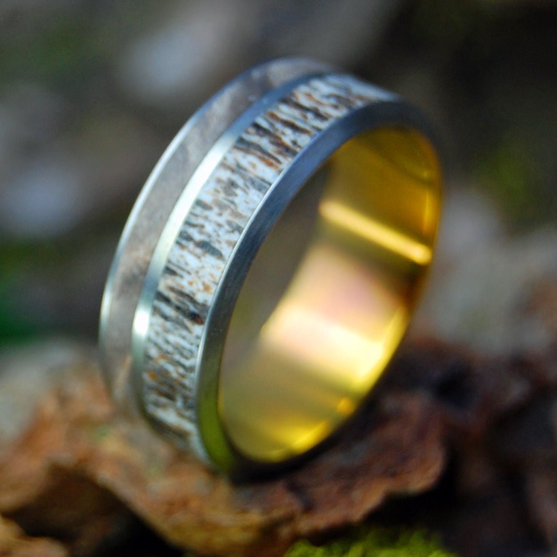 Sunset Sugar Shack | Men's Moose Antler, Dark Maple & Titanium Wedding Ring - Minter and Richter Designs