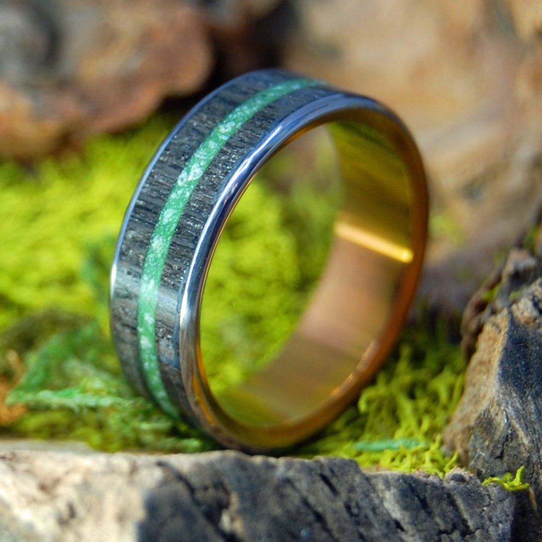 Sunsets Of Ireland | Men's Irish Bog Oak, Connemara Marble & Titanium Wedding Ring - Minter and Richter Designs