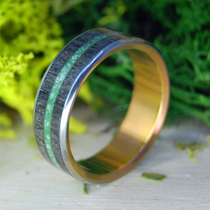 Sunsets Of Ireland | Men's Irish Bog Oak, Connemara Marble & Titanium Wedding Ring - Minter and Richter Designs