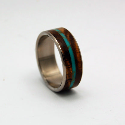 Surf Shredder | Men's Tibetan Turquoise, Hawaiian Koa Wood & Titanium Wedding Ring - Minter and Richter Designs