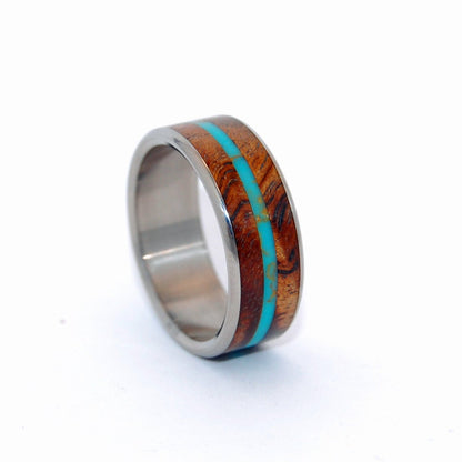 Surf Shredder | Men's Tibetan Turquoise, Hawaiian Koa Wood & Titanium Wedding Ring - Minter and Richter Designs