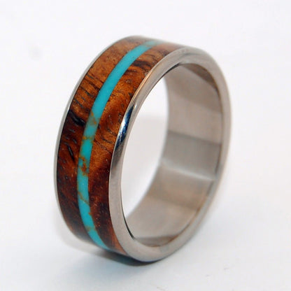 Surf Shredder | Men's Tibetan Turquoise, Hawaiian Koa Wood & Titanium Wedding Ring - Minter and Richter Designs