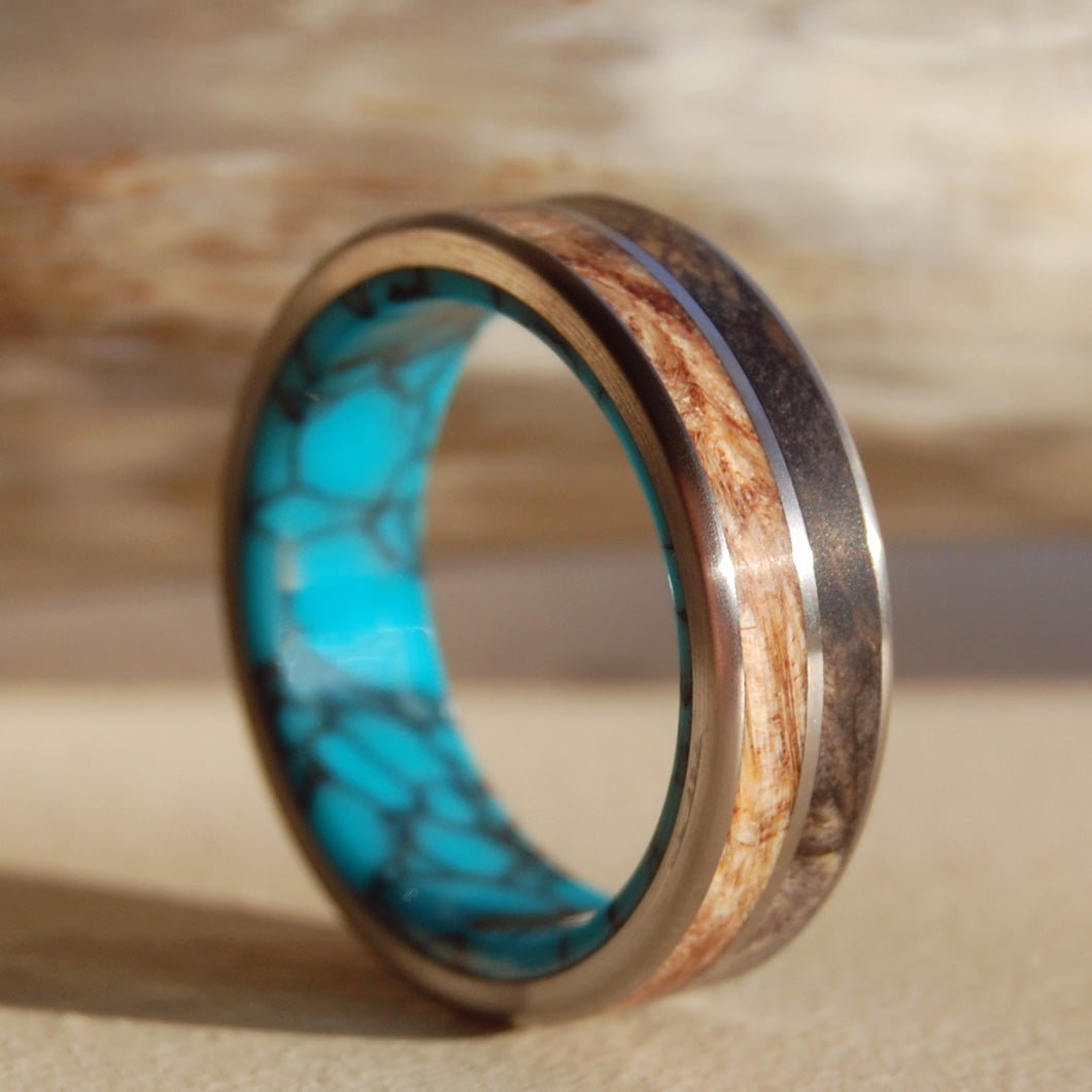 Surrender To Love | Men's Spalted Maple Wood, California Buckeye Wood & Titanium Wedding Ring - Minter and Richter Designs