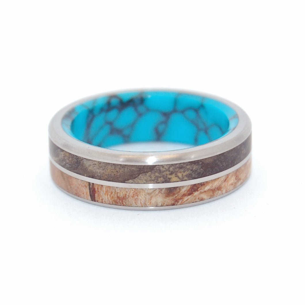 Surrender To Love | Men's Spalted Maple Wood, California Buckeye Wood & Titanium Wedding Ring - Minter and Richter Designs