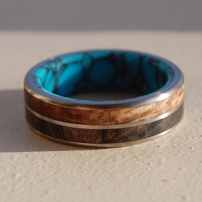 Surrender To Love | Men's Spalted Maple Wood, California Buckeye Wood & Titanium Wedding Ring - Minter and Richter Designs