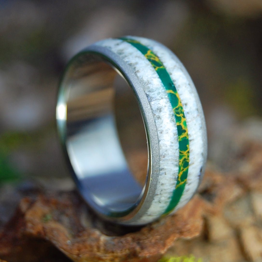 Svalbard Moose | Men's Moose Antler, Jade & Titanium Wedding Ring - Minter and Richter Designs