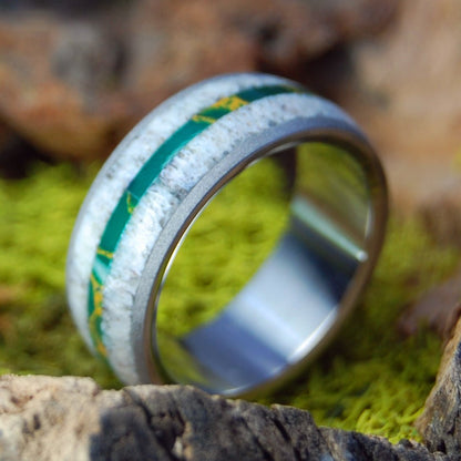 Svalbard Moose | Men's Moose Antler, Jade & Titanium Wedding Ring - Minter and Richter Designs