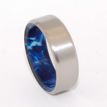 Swirling Sea | Men's Vintage Blue Resin & Titanium Wedding Ring - Minter and Richter Designs