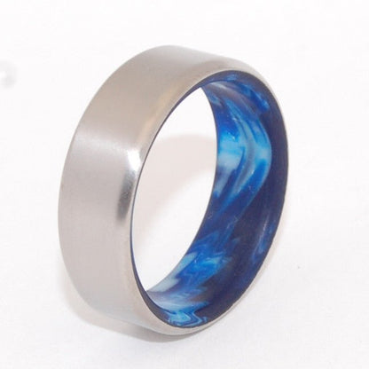 Swirling Sea | Men's Vintage Blue Resin & Titanium Wedding Ring - Minter and Richter Designs