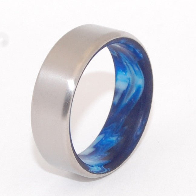 Swirling Sea | Men's Vintage Blue Resin & Titanium Wedding Ring - Minter and Richter Designs