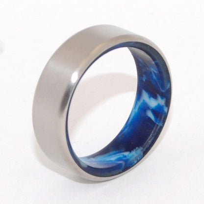 Swirling Sea | Men's Vintage Blue Resin & Titanium Wedding Ring - Minter and Richter Designs