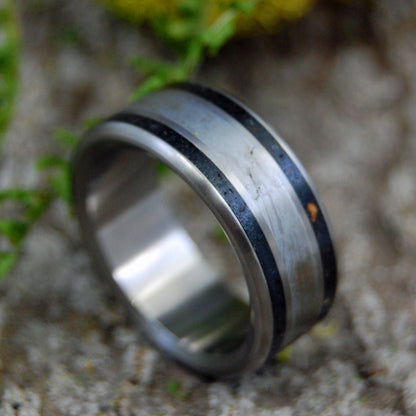 T - Rex Dino - Might | Men's Dinosaur Bone, Meteorite & Titanium Wedding Ring - Minter and Richter Designs