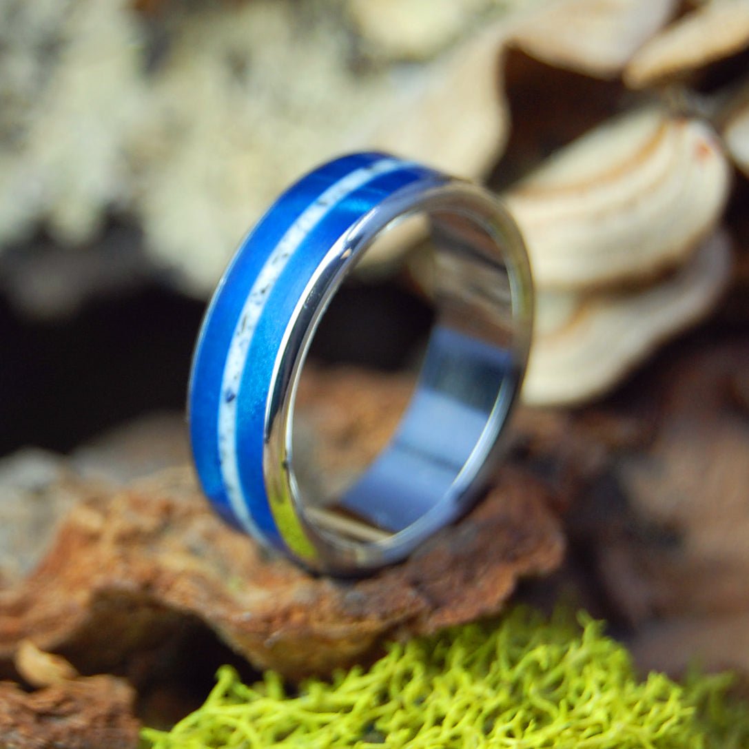 T - Rex On Cape Cod | Men's Cape Cod Beach Sand, T - Rex Teeth & Titanium Wedding Ring - Minter and Richter Designs