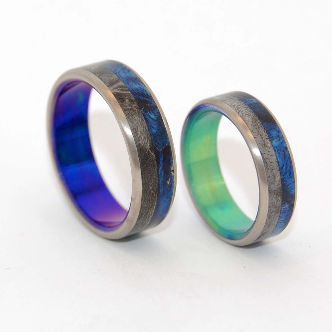 Take Me With You | Box Elder Wood - His And Hers Titanium Wedding Ring Set - Minter and Richter Designs