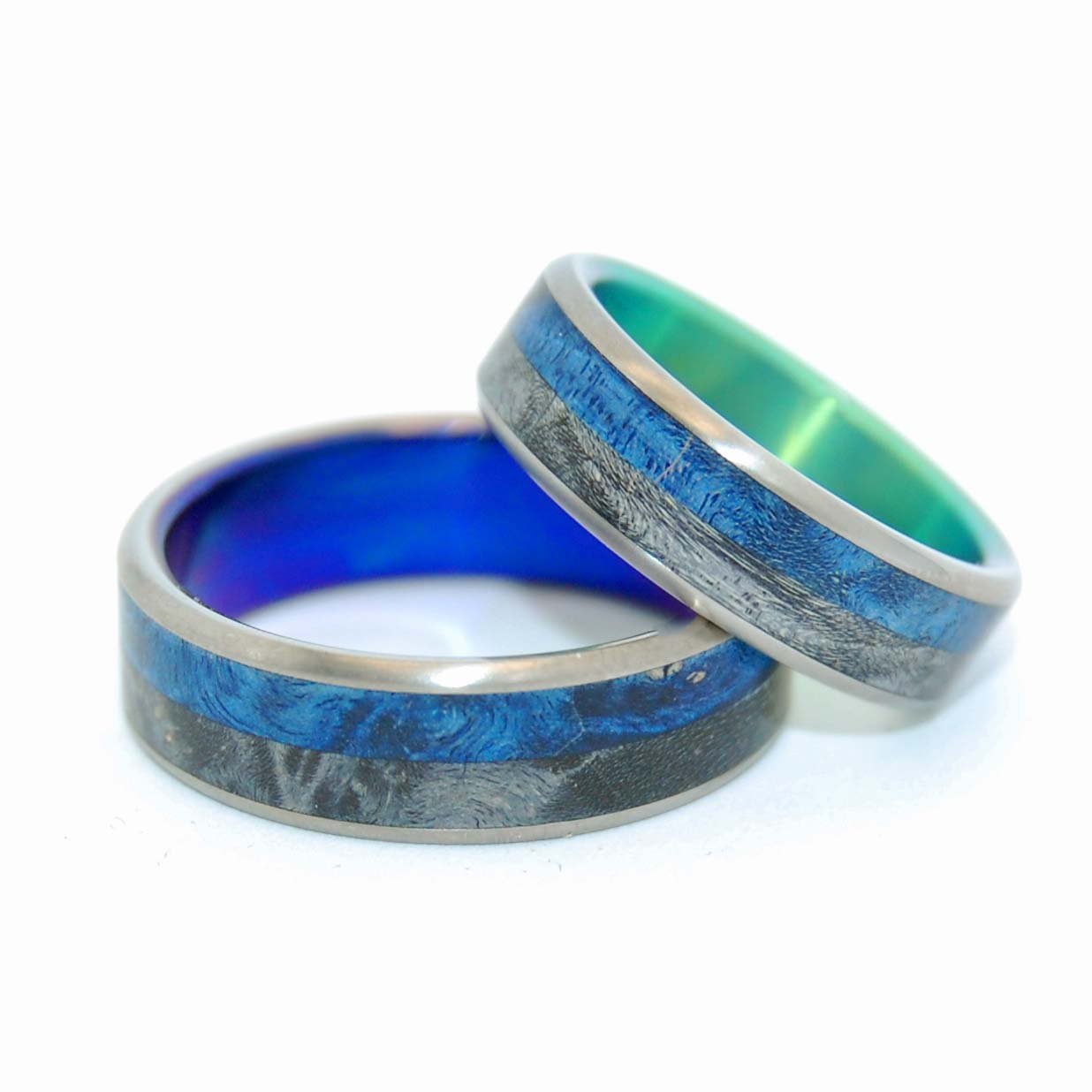 Take Me With You | Box Elder Wood - His And Hers Titanium Wedding Ring Set - Minter and Richter Designs