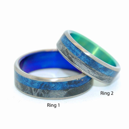 Take Me With You | Box Elder Wood - His And Hers Titanium Wedding Ring Set - Minter and Richter Designs